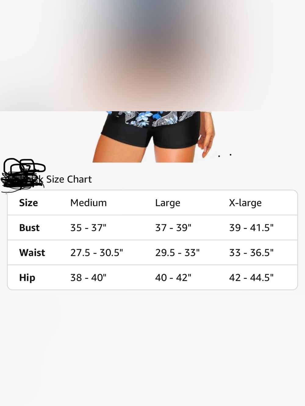 Women’s Two piece Racerback Tankini Swimsuit w/ shorts Black & Blue Size XL NWT - Picture 13 of 13